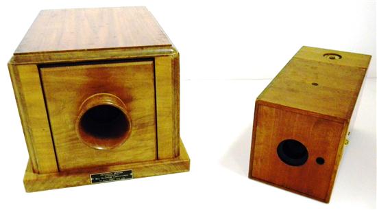 Appraisal: Wooden box camera with brass dials marked verso '' ''