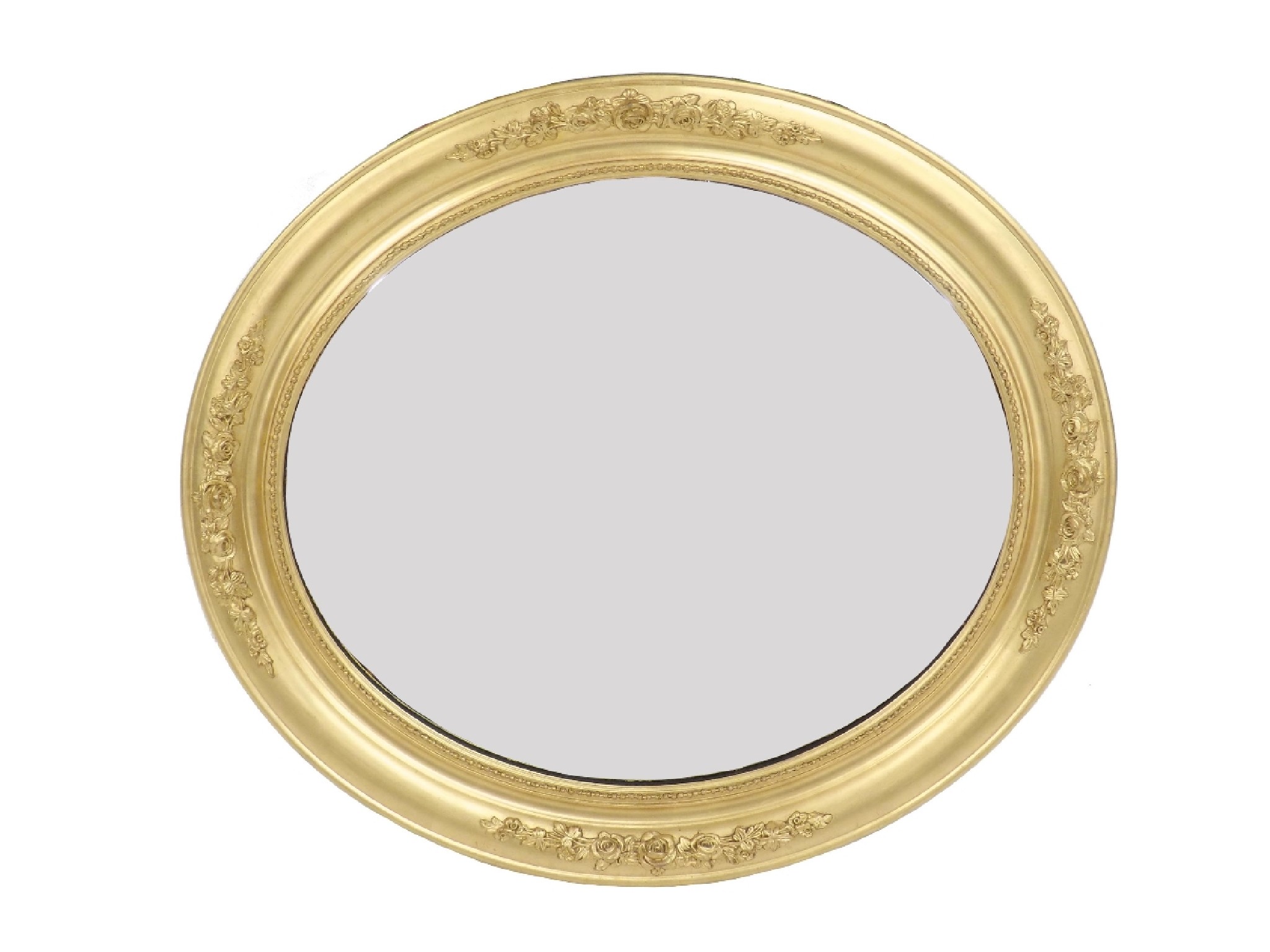 Appraisal: Giltwood oval wall mirror decorated in relief with floral trails