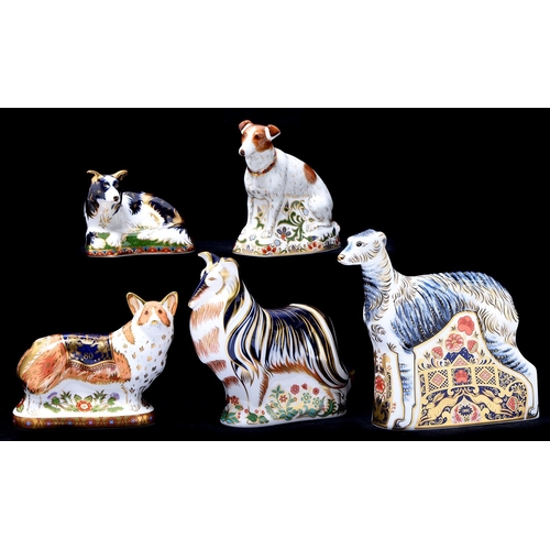 Appraisal: Five Royal Crown Derby paperweights Border Collie numbered Royal Windsor