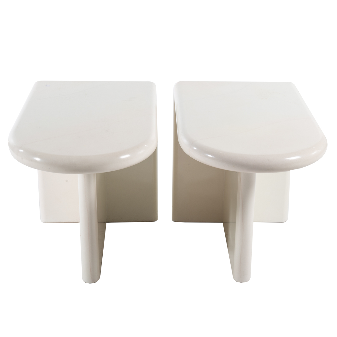 Appraisal: Pair of contemporary faux marble side tables in H x