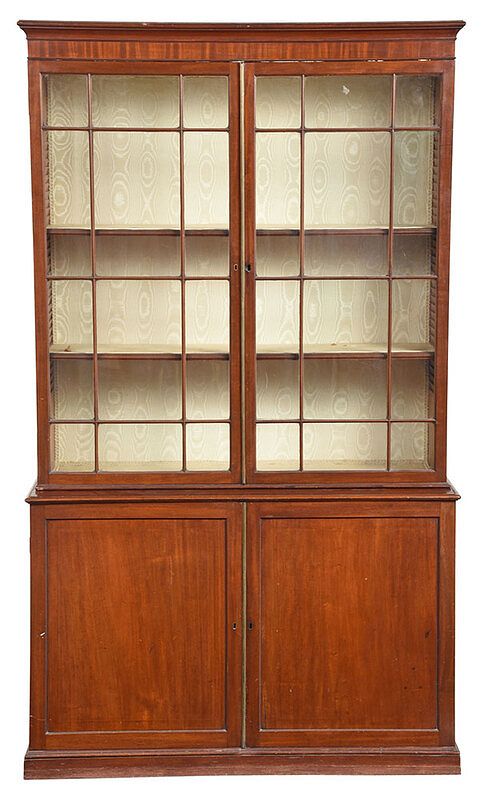 Appraisal: George III Figured Mahogany Bookcase Cabinet British late th early