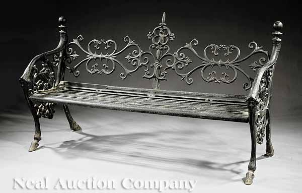 Appraisal: An American or English Cast Iron Garden Bench mid- th