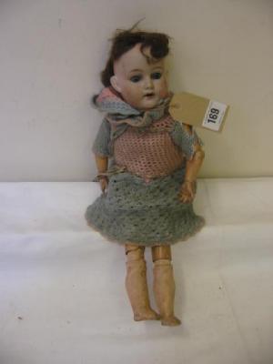 Appraisal: A Porzellanfabrik Mengersgereuth bisque head girl doll with blue glass