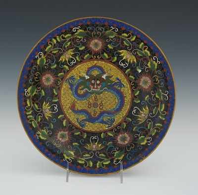 Appraisal: An Oriental Cloisonne Dragon Charger Dragon with five toes with