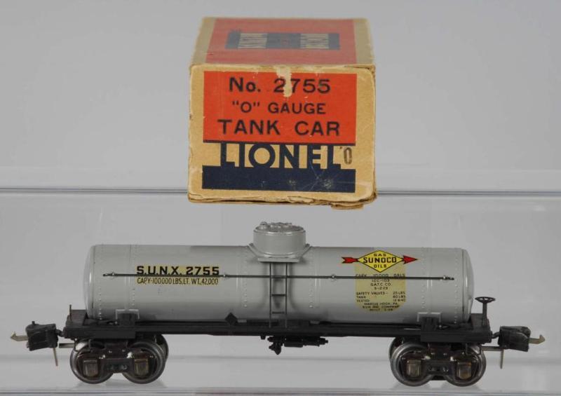 Appraisal: Lionel No Sunoco Tank Car Description American Tank car has