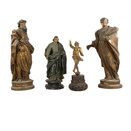 Appraisal: Group of Four Polychrome Wood Figures Estimate -