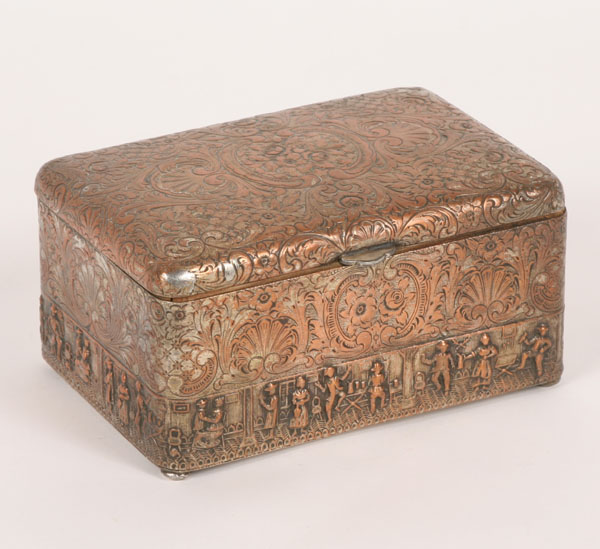 Appraisal: Footed European box with incised floral decoration lower band depicting