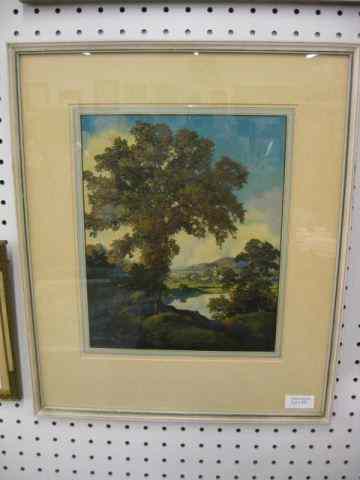 Appraisal: Maxfield Parrish Print fine landscape with town in distance image