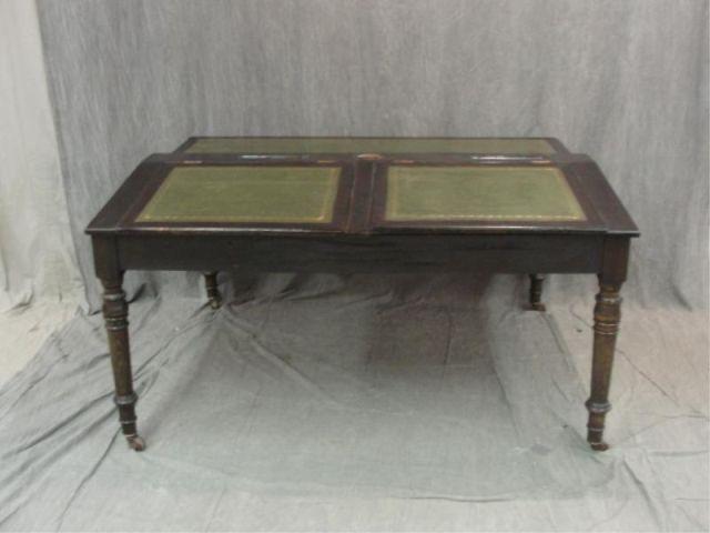 Appraisal: Victorian Leathertop Partners Style School Desk From a Stamford CT