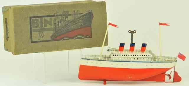 Appraisal: BING BOXED OCEAN LINER Germany c red hull with white