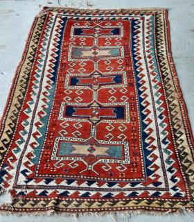 Appraisal: Caucasian Kazak Rug Caucasian Kazak rug th century ' long