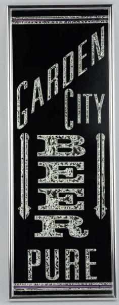 Appraisal: Garden City Beer Reverse Glass Sign Clean glass with nice