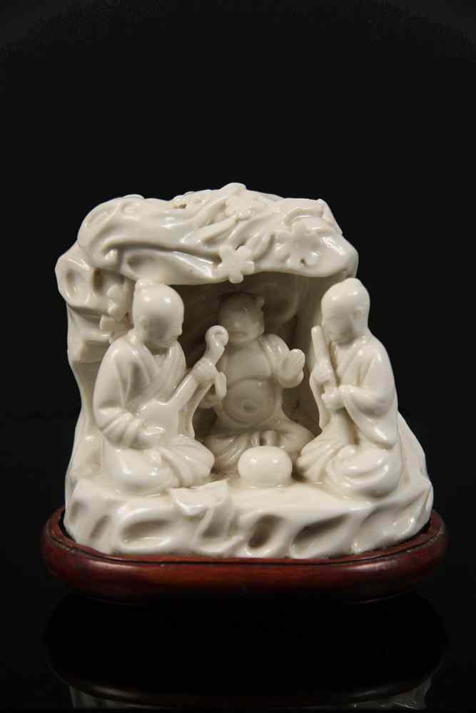 Appraisal: BLANC DE CHINE FIGURAL GROUP - Qing Dynasty Blanc de