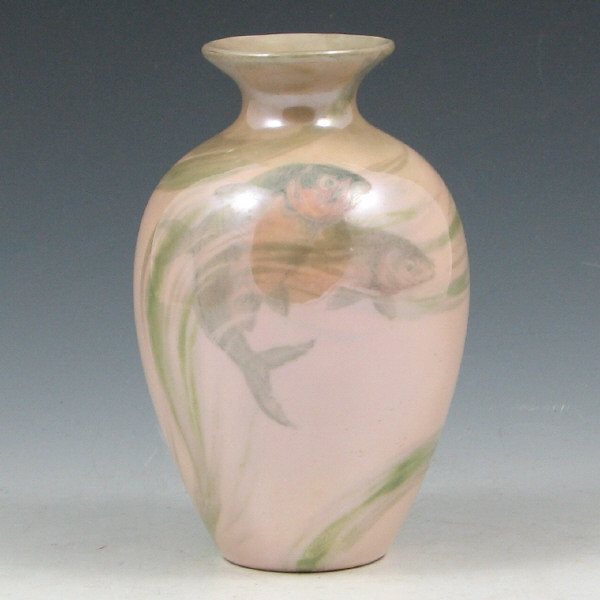 Appraisal: Josephine Zettel Rookwood Artist Vase w Fish Very fine cabinet