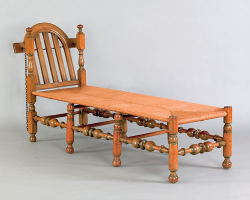 Appraisal: Pennsylvania William and Mary figured maple daybed ca retaining traces