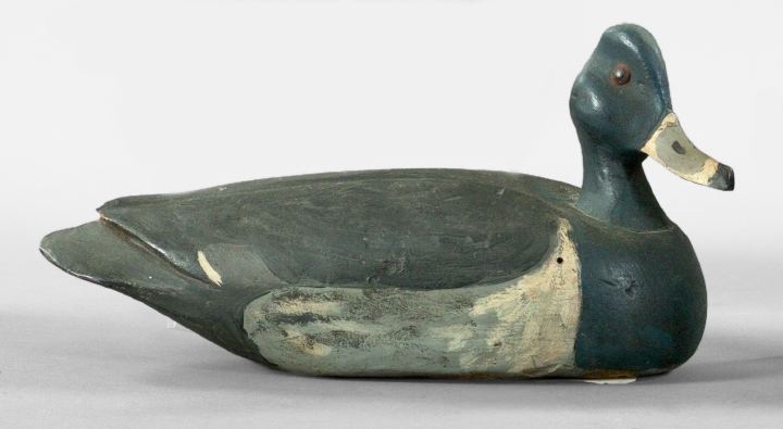 Appraisal: Good Carved and Polychromed Cypress Root Decoy of a ring-necked