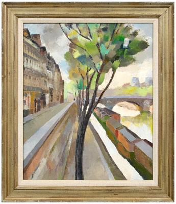 Appraisal: Painting signed Hallowell view of the River Seine Paris signed