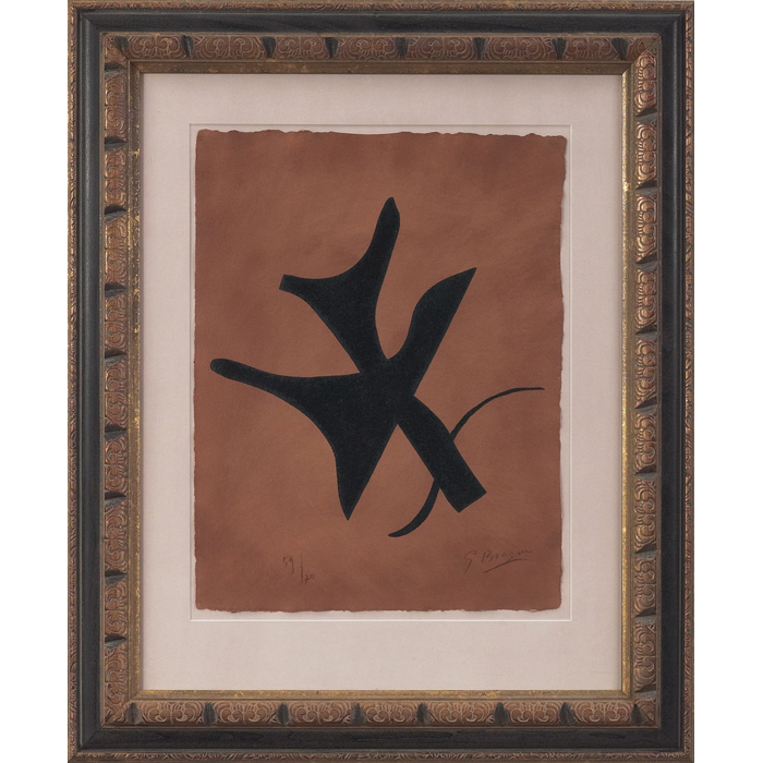 Appraisal: Georges Braque French - Oiseau vert sur fond brun from