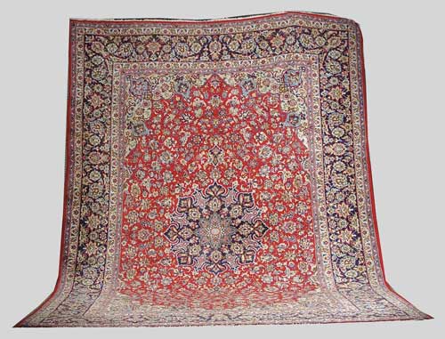 Appraisal: ORIENTAL ISFAHAN ROOM SIZE RUG Nice rug has red field