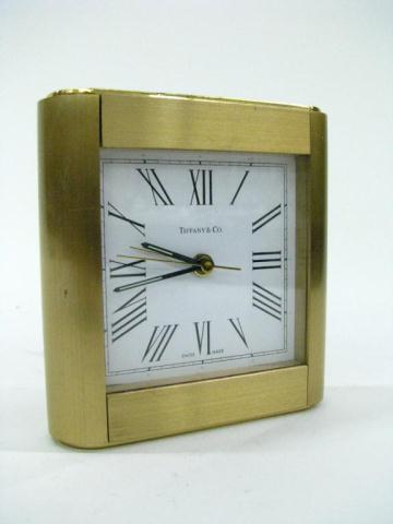 Appraisal: Tiffany and Co brass desk clock white face with Roman