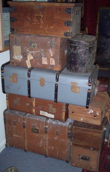 Appraisal: A collection of cabin trunks hat boxes and packing cases