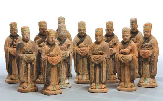 Appraisal: SET EARLY MING ZODIAC FIGURES Set of twelve Chinese early