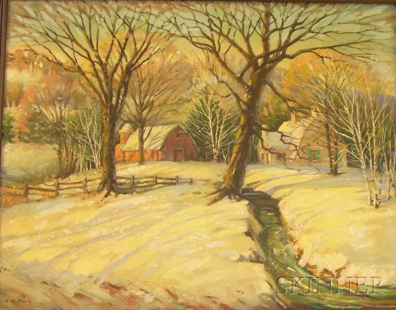 Appraisal: Framed American School Oil on Canvas Winter Landscape inscribed S