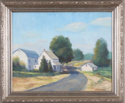 Appraisal: Farm Home Limeport Pennsylvania oil on board x SLR Karl