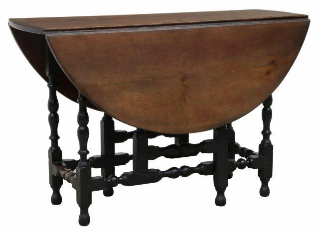 Appraisal: American William and Mary style pine and maple gate-leg table