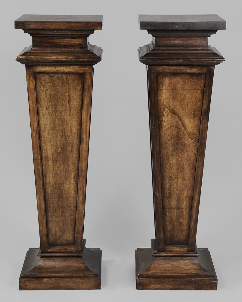 Appraisal: Large Pair Italian Wooden Pedestals modern in mixed woods with