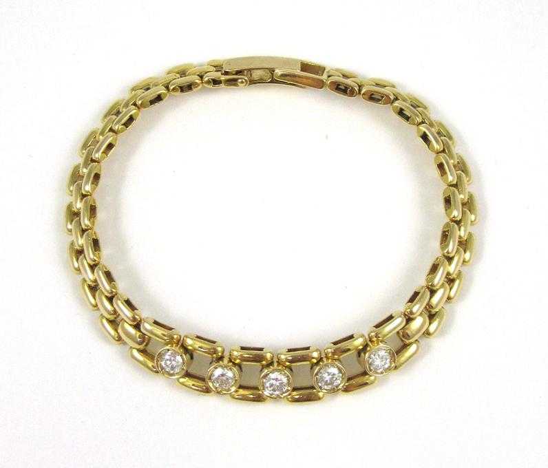 Appraisal: DIAMOND AND FOURTEEN KARAT GOLD BRACELET measuring - inches in