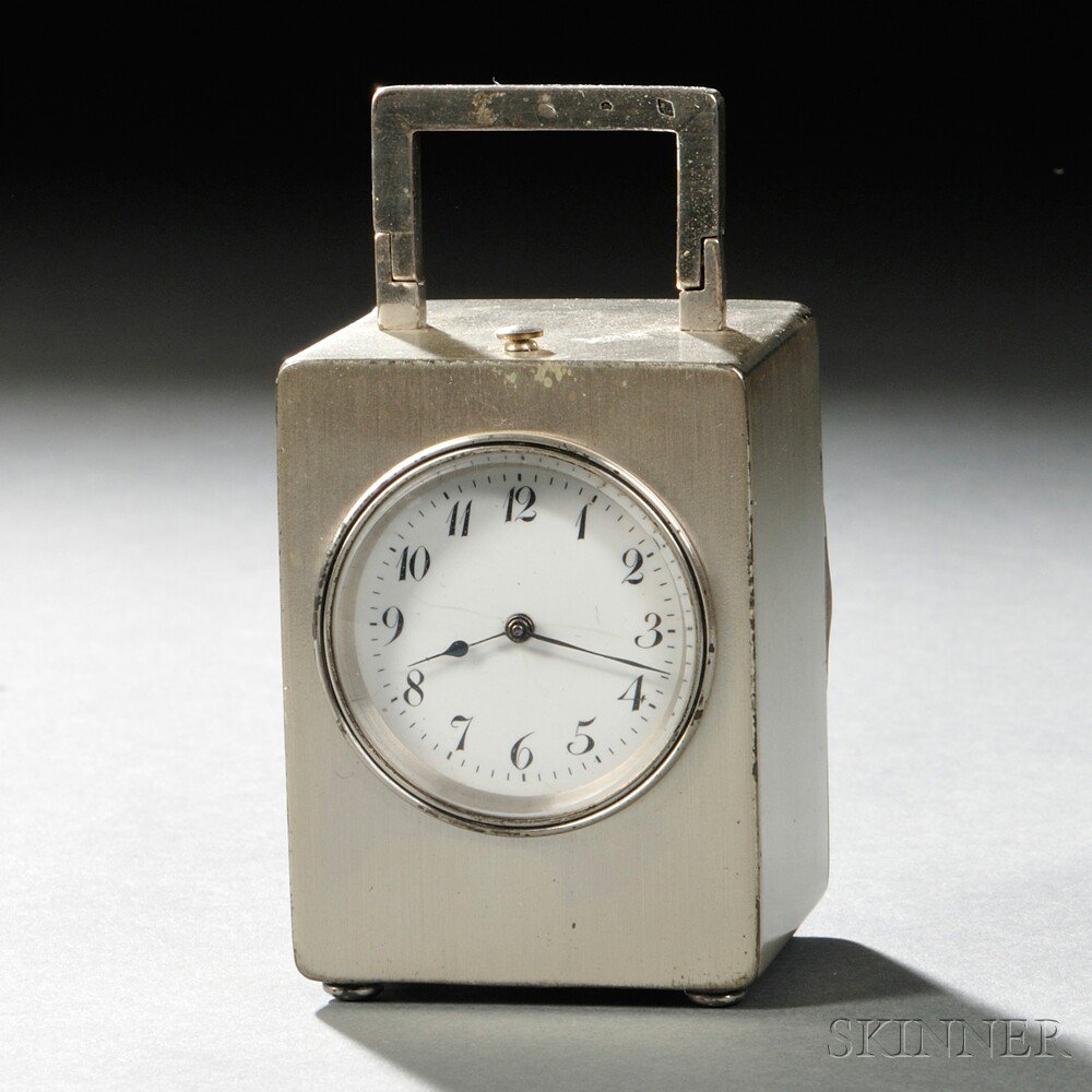 Appraisal: Tiffany Co Sterling Silver Grand Sonnerie Travel Clock by Charles