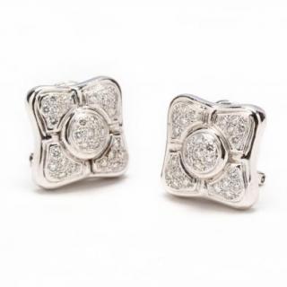 Appraisal: KT White Gold and Diamond Earrings Salavetti in a quatrefoil