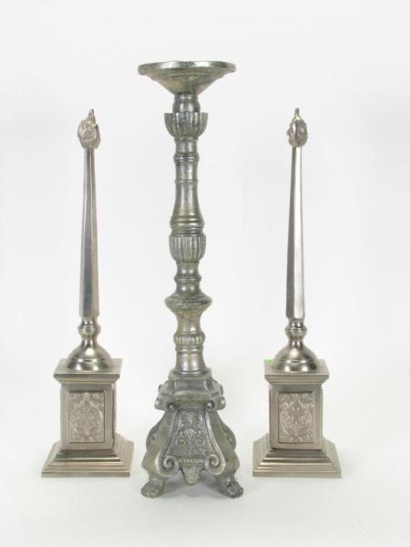 Appraisal: Group of accessories including '' high resin candlestick and two