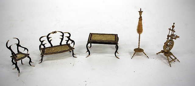 Appraisal: A SMALL QUANTITY OF TH CENTURY INDIAN MINIATURE FURNITURE carved