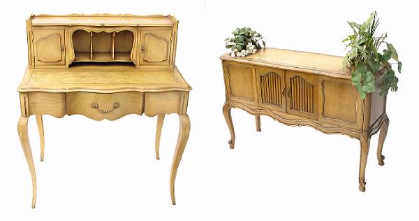 Appraisal: A Louis XV style desk together with a sideboard height