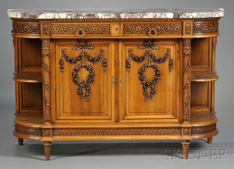 Appraisal: Louis XVI-style Oak Sideboard th century the D-shaped breche violette