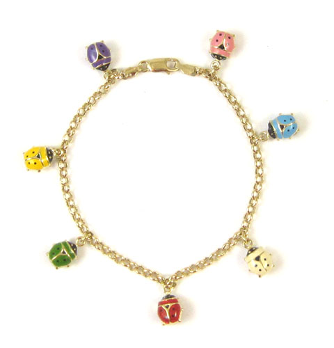 Appraisal: ENAMEL AND FOURTEEN KARAT GOLD CHARM BRACELET the inch yellow