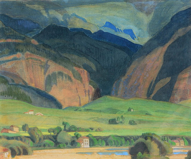 Appraisal: CHARLES MARCH GERE - The Simplon Gorge from Brigue signed