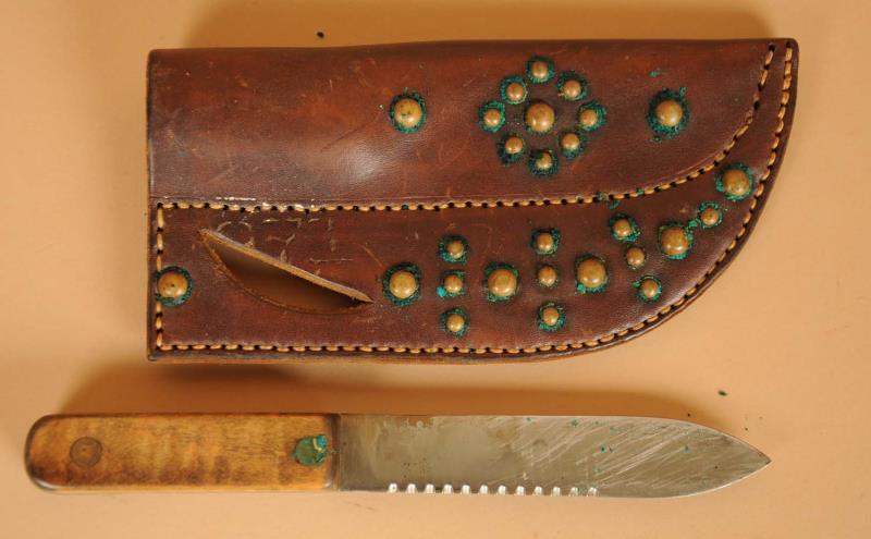 Appraisal: American Indian Primitive Knife and Sheath Sheath knife attributed to