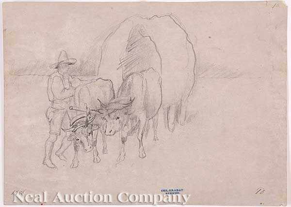 Appraisal: Christian Johann Grabau German - Man Driving Cattle pencil on