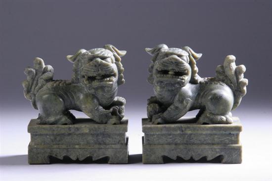 Appraisal: PAIR CHINESE SOAPSTONE FIGURE OF FU DOGS - in high