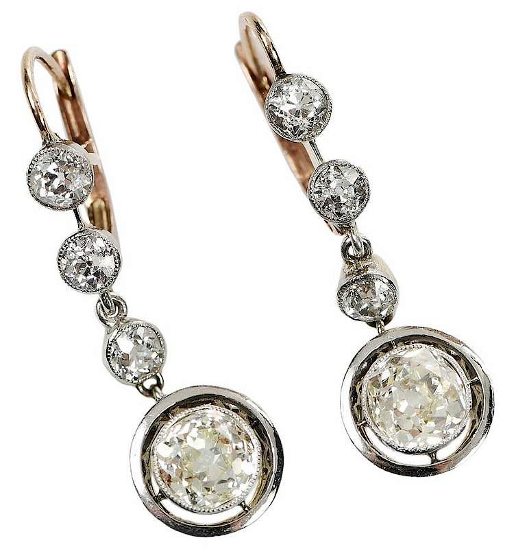 Appraisal: Platinum kt Diamond Earrings old mine cut diamonds estimated weight