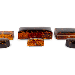 Appraisal: A Collection of Six Small Tortoiseshell and Celluloid Boxes TH