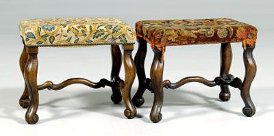 Appraisal: Assembled pair William and Mary style footstools each with carved