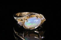 Appraisal: Ladies' White Opal Diamond Ring Marked k yellow gold ring