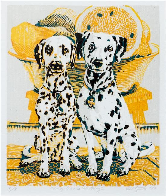 Appraisal: Two Works of Art depicting Dalmatians Larger x inches Two