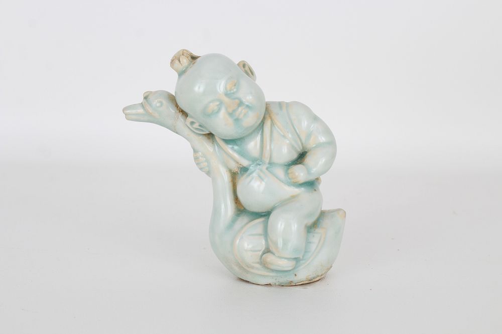 Appraisal: th C Chinese Qingbai Figure of Boy Goose th C