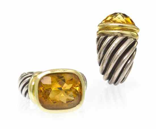 Appraisal: A Group of Karat Yellow Gold Karat Yellow Gold Citrine