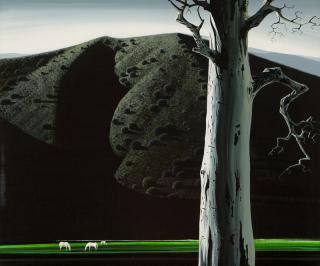 Appraisal: Eyvind Earle Landscape with horses signed and dated lower right